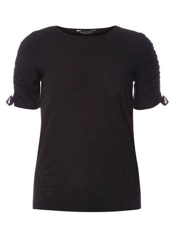 Dorothy Perkins Black Ruched Sleeve Top