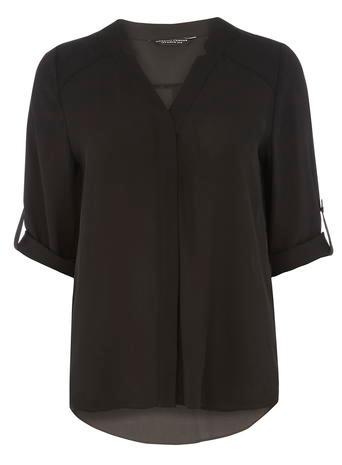 Dorothy Perkins Black Roll Sleeve Shirt
