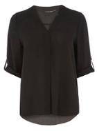 Dorothy Perkins Black Roll Sleeve Shirt