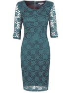 Dorothy Perkins *alice & You Teal Midi Lace Layered Dress