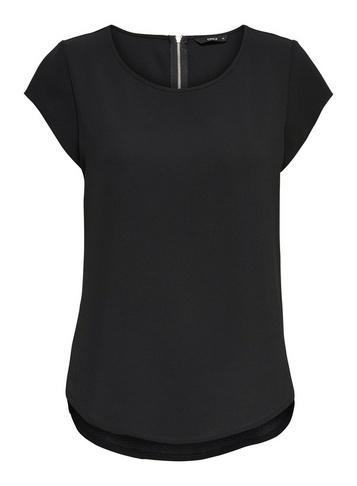 *only Black Zip Woven T-shirt