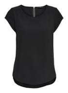 *only Black Zip Woven T-shirt