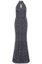 Dorothy Perkins *quiz Grey Glitter Lace Fishtail Maxi Dress