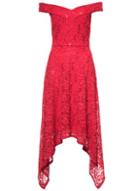 Dorothy Perkins *quiz Red Sequin Lace Bardot Skater Dress