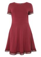 Dorothy Perkins Dp Curve Berry Lace Fit And Flare Dress