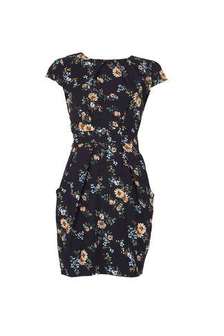 Dorothy Perkins *voulez Vous Navy Floral Tie Back Dress