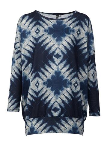 *izabel London Navy Abstract Print Tie Dye Knitted Jumper