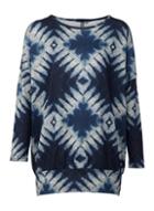 *izabel London Navy Abstract Print Tie Dye Knitted Jumper