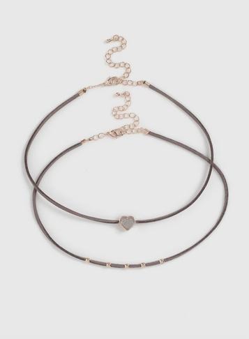 Dorothy Perkins Grey Suede Heart Choker