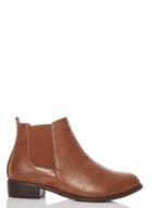 *quiz Wide Fit Brown Chelsea Ankle Boots
