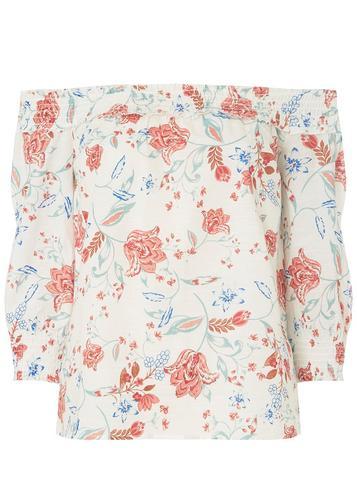 Dorothy Perkins Ivory Folk Floral Print Bardot Top