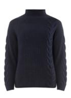 Dorothy Perkins Navy High Neck Cable Jumper