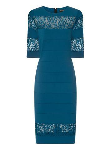 Dorothy Perkins *paper Dolls Teal Lace Insert Bodycon Dress