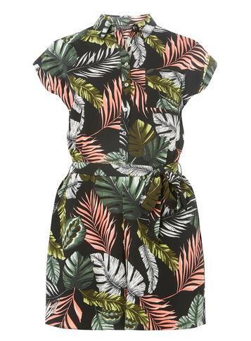 Dorothy Perkins Leaf Print Shirt Playsuit