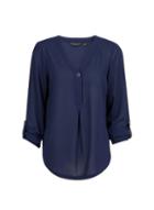 Dorothy Perkins Navy Roll Sleeve Button Shirt