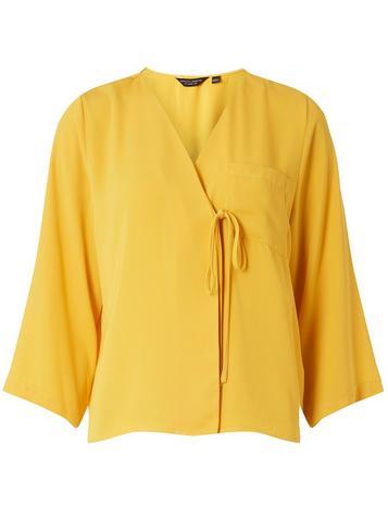 Dorothy Perkins Yellwow Tie Front Wrap Top