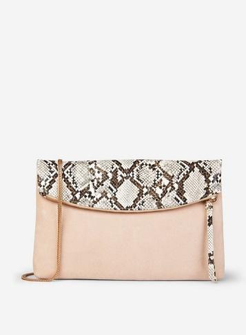 Dorothy Perkins Multi Coloured Snake Print Foldover Clutch Bag