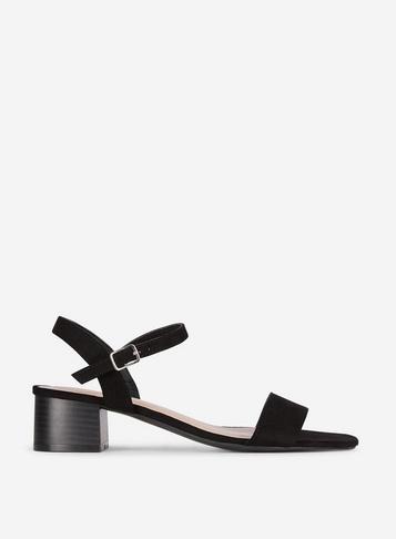 Dorothy Perkins Wide Fit Bright Black Square Toe Hisd Heeled Sandals