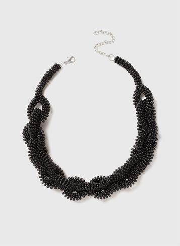 Dorothy Perkins Black Beaded Twist Necklace