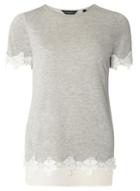 Dorothy Perkins Grey Chiffon Lace Hem T-shirt