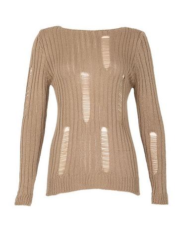 *izabel London Beige Round Neck Knitted Jumper