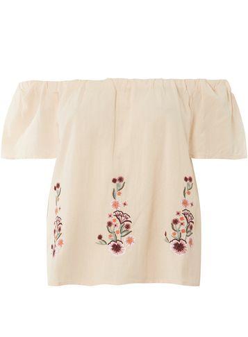 Dorothy Perkins Peach Embroidered Bardot Top