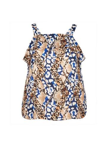 Dorothy Perkins *dp Curve Multi Colour Snake Print Ruffle Cold Shoulder Top