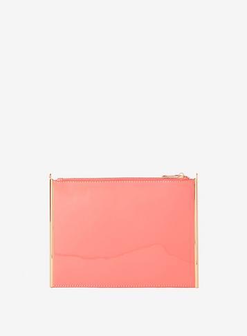 Dorothy Perkins Coral Patent Side Bar Clutch Bag