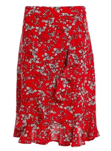 *quiz Red Floral Print Frill Skirt