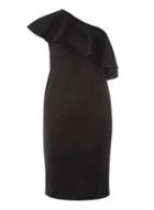 Dorothy Perkins Black One Shoulder Ruffle Pencil Dress