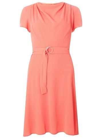 Dorothy Perkins Coral Cowl Neck Skater Dress