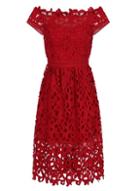 *chi Chi London Red Bardot Crochet Dress