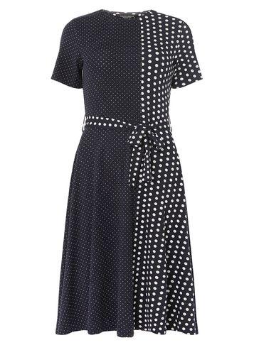 Dorothy Perkins Navy And Ivory Spotted Fit And Flare Dress