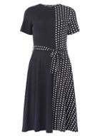 Dorothy Perkins Navy And Ivory Spotted Fit And Flare Dress