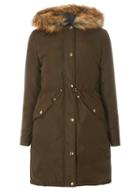 Dorothy Perkins Khaki And Navy Reversible Parka Coat