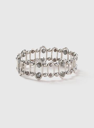 Dorothy Perkins Silver Look Beaded Stretch Wristwear