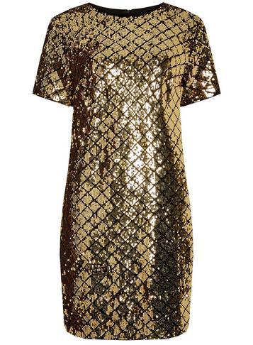 Dorothy Perkins *gold Diamond Sequin Shift Dress