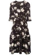 Dorothy Perkins Black Floral Print Midi Wrap Dress