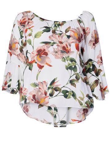 Dorothy Perkins *izabel London Curve White Floral Print Blouse