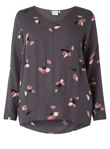 Dorothy Perkins *juna Rose Curve Grey Printed V-neck Blouse