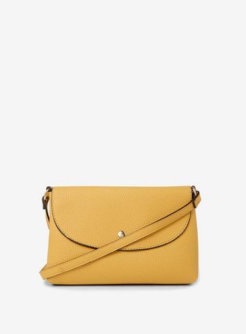 Dorothy Perkins Mustard Curve Stud Pouch Cross Body Bag