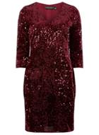 Dorothy Perkins Magenta Pink Velvet Sequin Bodycon Dress