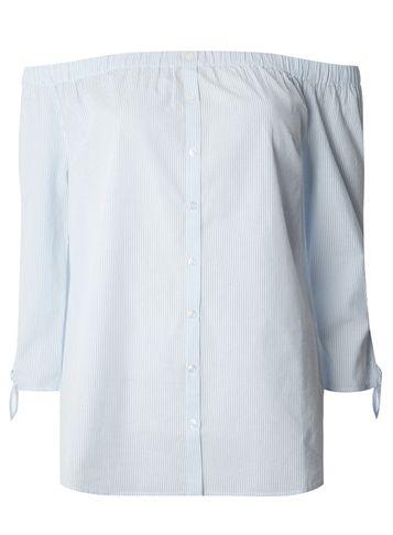 Dorothy Perkins *tall Blue Seersucker Effect Button Bardot Top