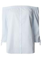 Dorothy Perkins *tall Blue Seersucker Effect Button Bardot Top