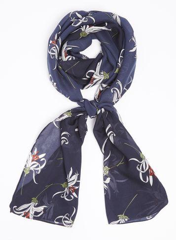 Dorothy Perkins Navy Floral Print Chiffon Scarf