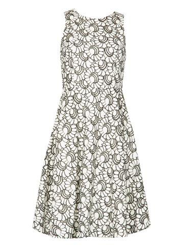 Dorothy Perkins *izabel London White Mosaic Print Fit And Flare Dress