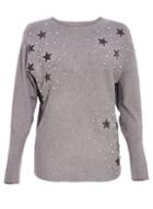 Dorothy Perkins *quiz Grey Pearl Embellished Knitted Jumper
