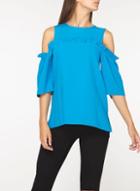 Dorothy Perkins *tall Turquoise Cold Shoulder Top