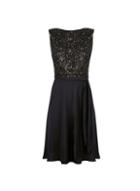 Dorothy Perkins Petite Black Sequin Fit And Flare Dress