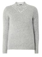 Dorothy Perkins Grey Embellished High Neck Jumper